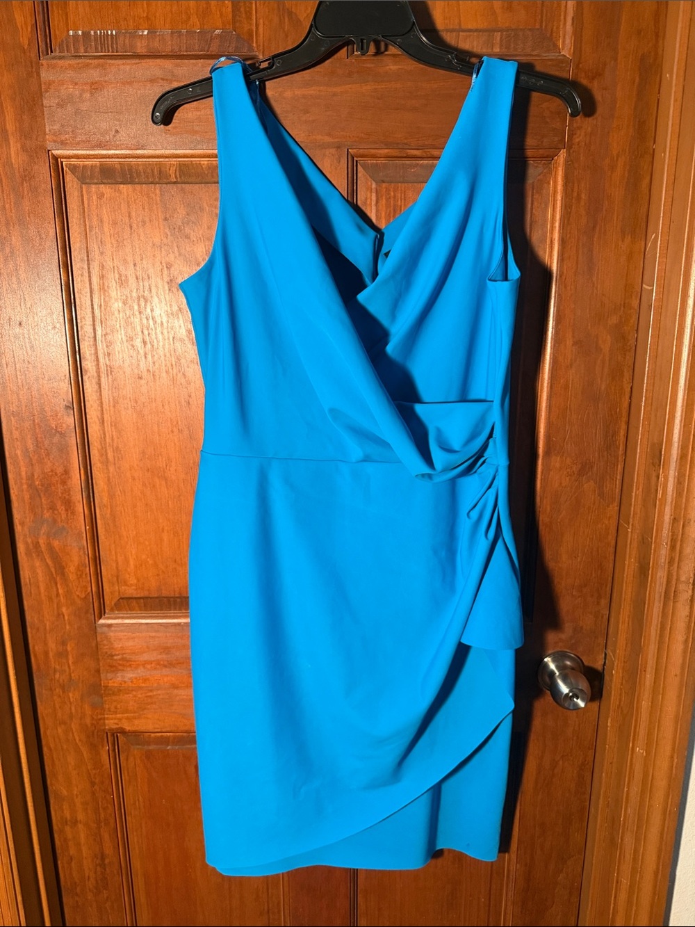 Alex Evenings One-Shoulder Turquoise Sheath Dress